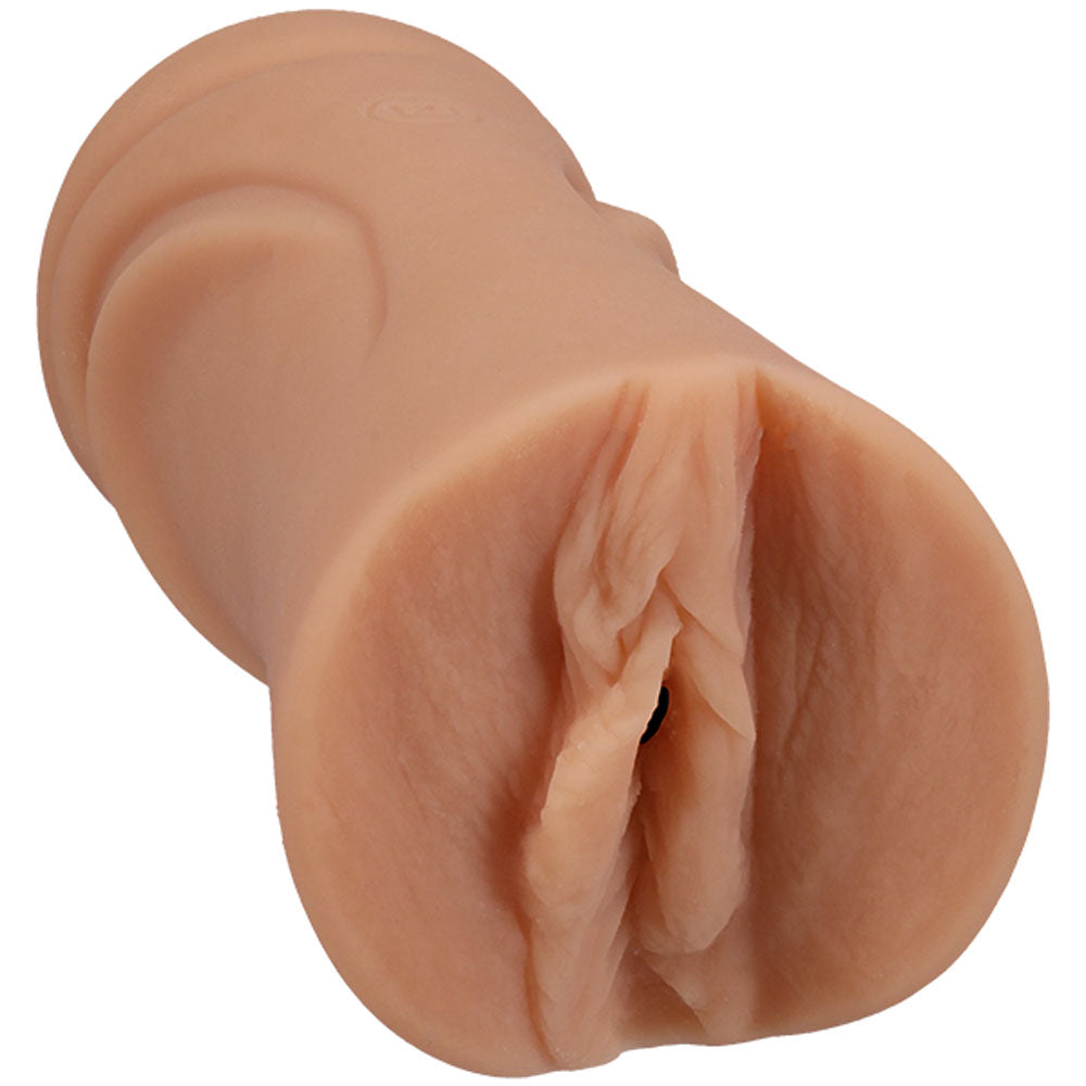 Signature Strokers Suki Sin Pocket Pussy front view showing texture and flesh colour  on a clear white background | Flirty Bay, male masturbator adult store Australia